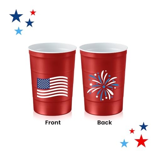 16 oz. Party Cups Flag Design for Cold Drinks, Sturdy and Durable,