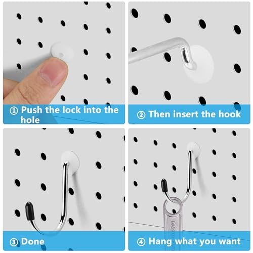 Pegboard Hook Locks, Peg Board Plugs, for Stopping Hooks from Translucent