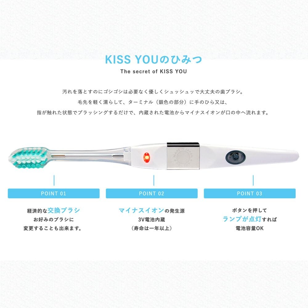 Ionic Toothbrush [Body] with V-Cut Medium Bristles Made in Japan, Interchange...