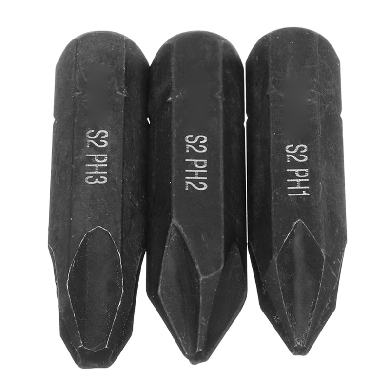 3 Pieces Replaceable Screw Impact Bit Strong Bit PH1 / PH2 / PH3