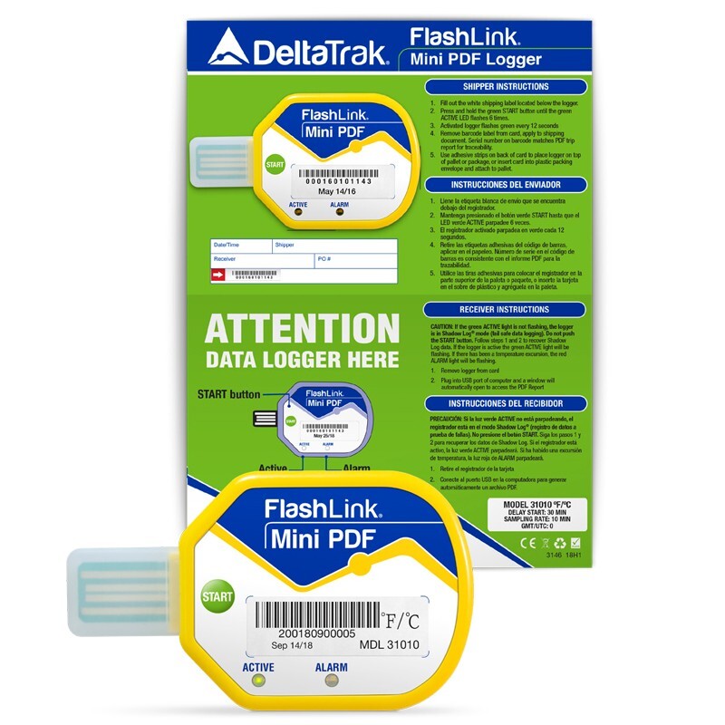 DeltaTRAK Disposable FlashLinkPDF Mini Data Logger-31010