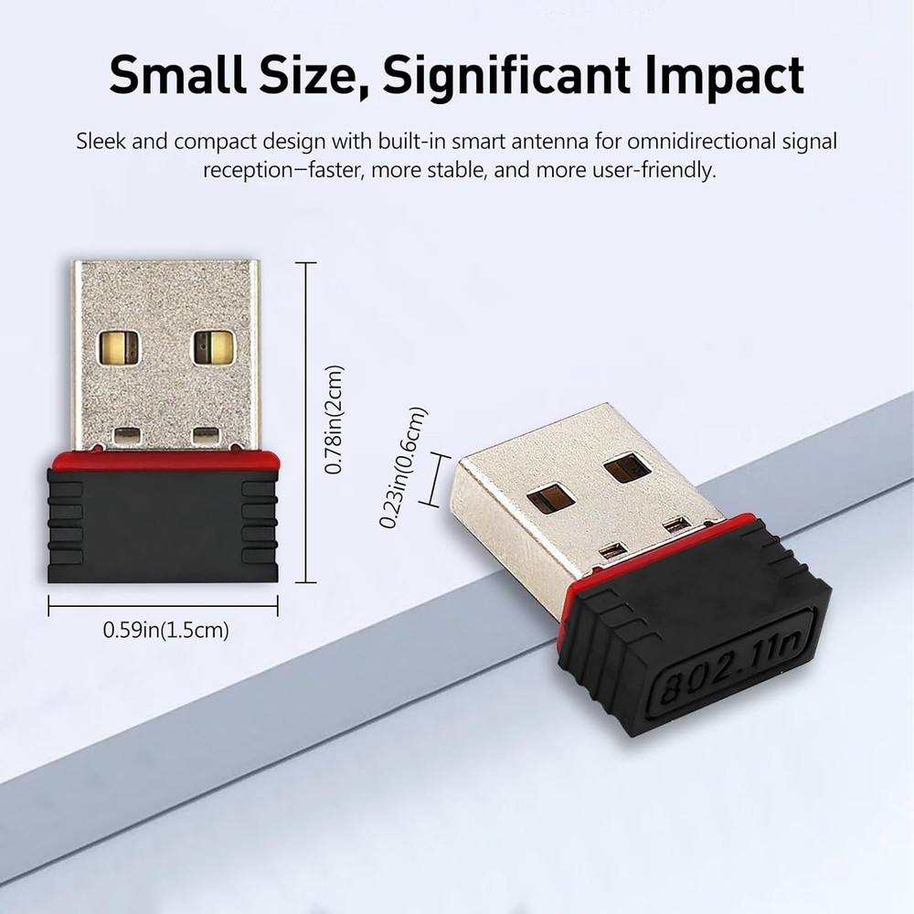 Compact 150Mbps Wireless USB WiFi Adapter for Enhanced Streaming – 2 Pack
