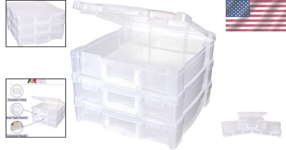 Effortless Craft Storage – 3-Pack 12” x 12” Stackable Organizers with Handles