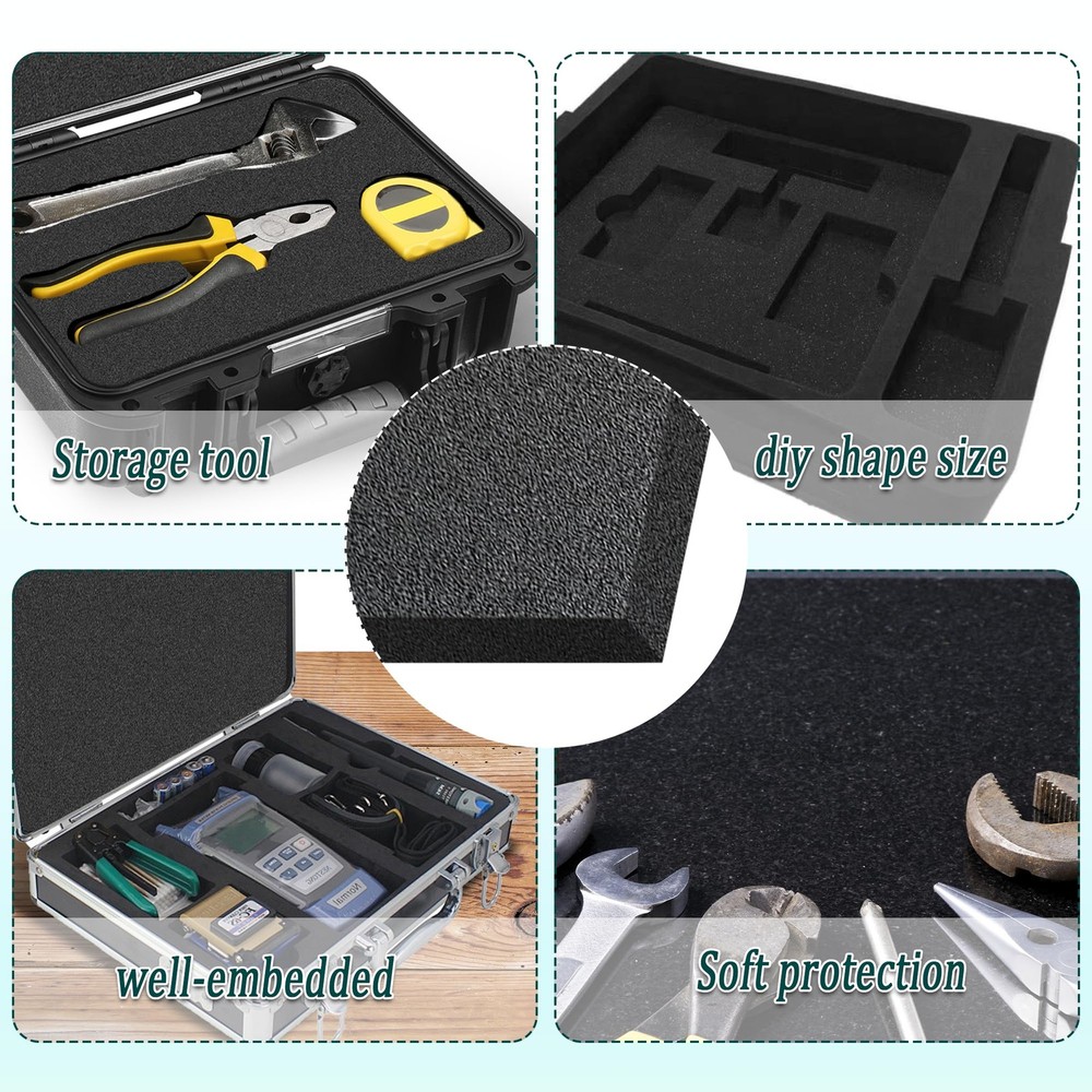Black Packing Foam Sheets- 8PCS Cuttable Polyurethane Foam Pads Polyurethane ...