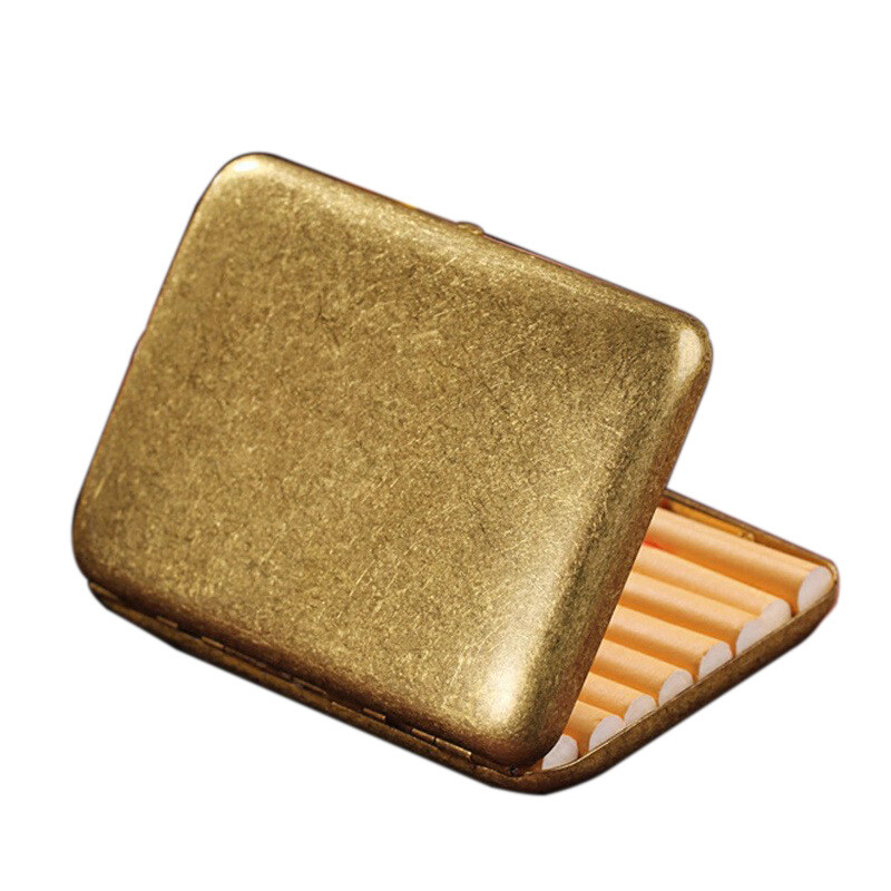 High Grade Collectable Vintage Solid Brass Copper Cigarette Case Holder Box gift