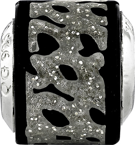 Silver Reflections Black/Silver Glitter Bead QRS3209