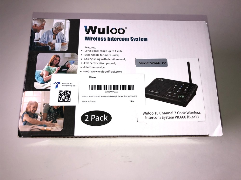 Wuloo Wireless 1 Mile Range Home Intercom System 2 Pack W666-P2 Multi Channel