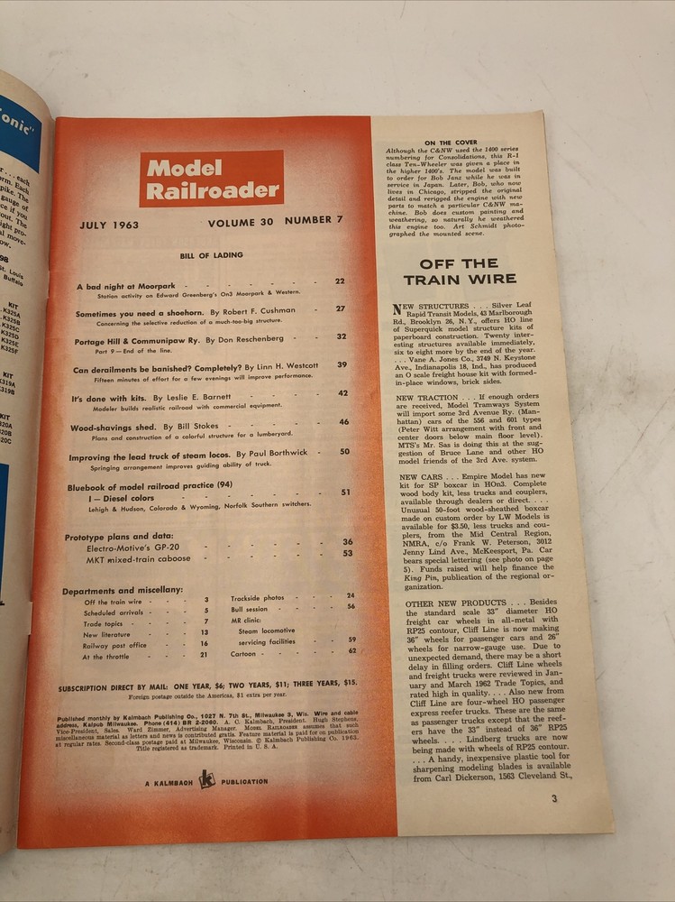 Model Railroader Magazine July 1963 Issue