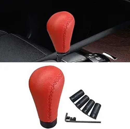 5 Speed Shifter Knobs, Manual Transmission Shift Knob, Handle Leather Gear Red
