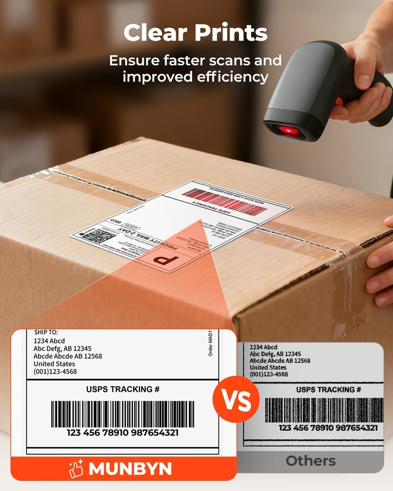 MUNBYN 4x6 Direct Thermal Printer Label, Shipping Labels Compatible with