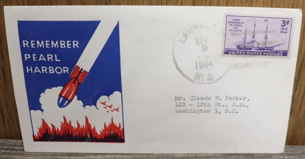 REMEMBER PEARL HARBOR BOMB EMPTY LETTER ENVELOPE  DATED 1944