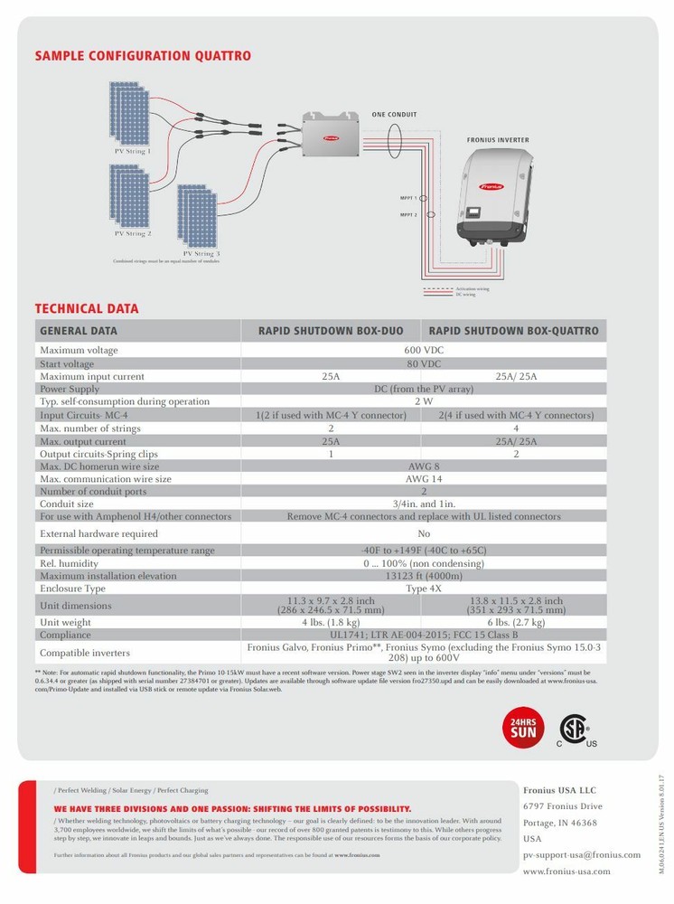 Fronius 4,240,153 Rapid Shutdown Box-Duo