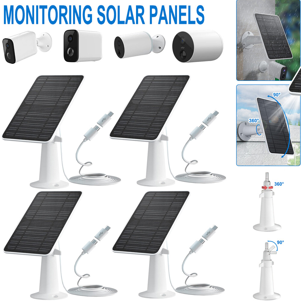 1-4Pcs Solar Panel Charge with USB Power Cable for Eufy Camera Micro USB Type-C