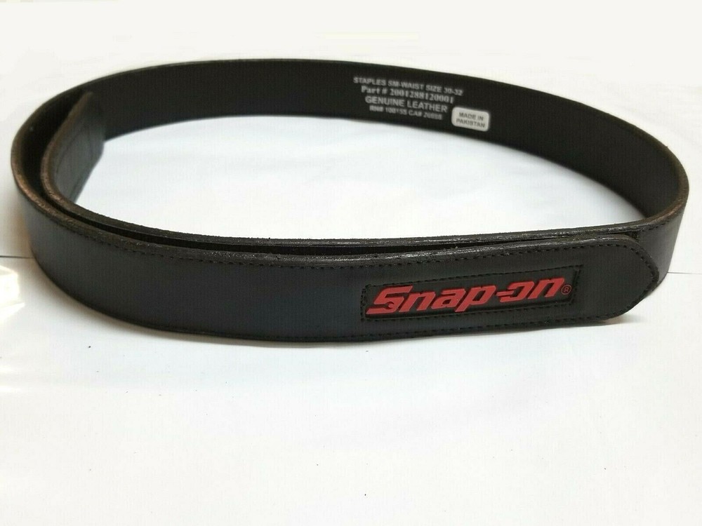 NEW Snap On Tools Men's Leather No-Scratch Black Work Belt Hook & Loop