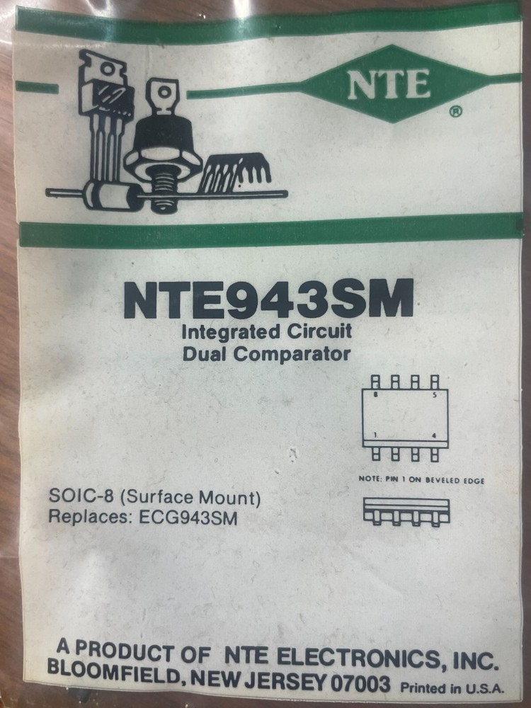 3ea NTE Electronics NTE943SM IC LOW POWER LOW OFFSET DUAL VOLTAGE COMPARATOR