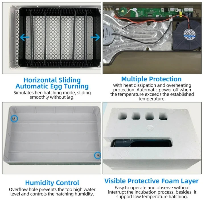 12 Eggs Incubator Automatic Egg Turning Humidity Control Temperature Display