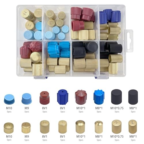80pcs Car A/C System Valve Core Dust Cap Air Conditioning Service AC System