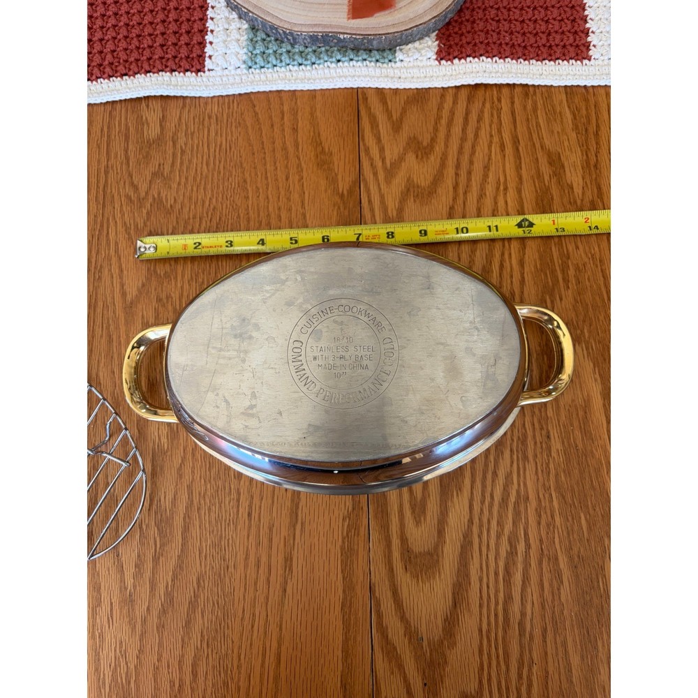 Command Performance Gold 18/10 Stainless Covered Serving Dish – 10" – Vintage