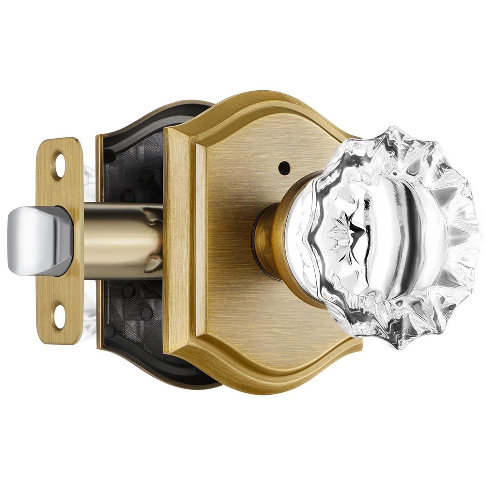 Glass Door Knobs Interior, Vintage Style Privacy Crystal Door Knobs with Lock...