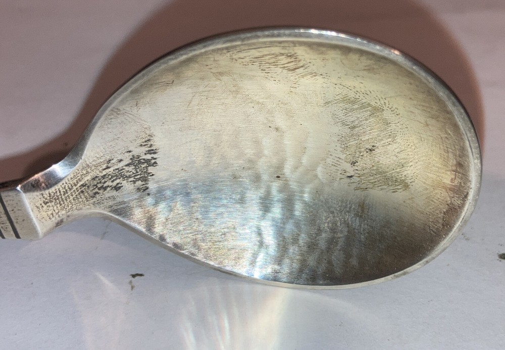 Vintage Sterling Silver Georg Jensen Hammered Continental Tea Caddy Sugar Spoon