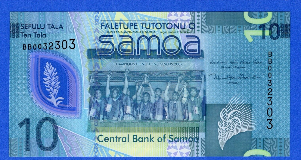 Samoa 10 Tala 2023 2024 P-W48 UNC Polymer Banknote BB Prefix