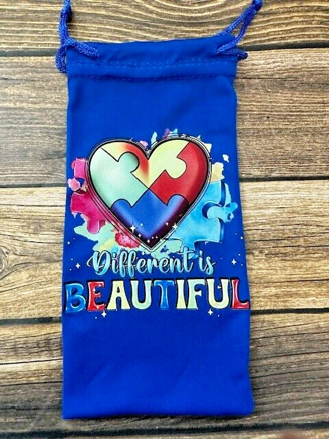 Soft Eye Sunglasses Blue Accessory Pouch Pull Top Autism Different is Beautiful