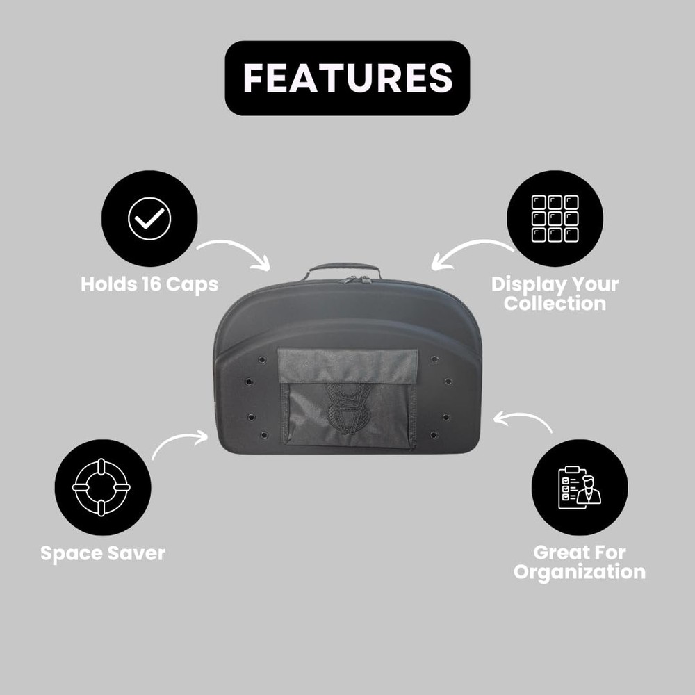 Homiegear Authentic Cap Carrier Case for 14 Caps - Water Resistant Cap Storage