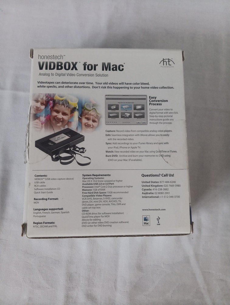 Honestech Vidbox for Mac Analog to Digital Video Conversion Solution New