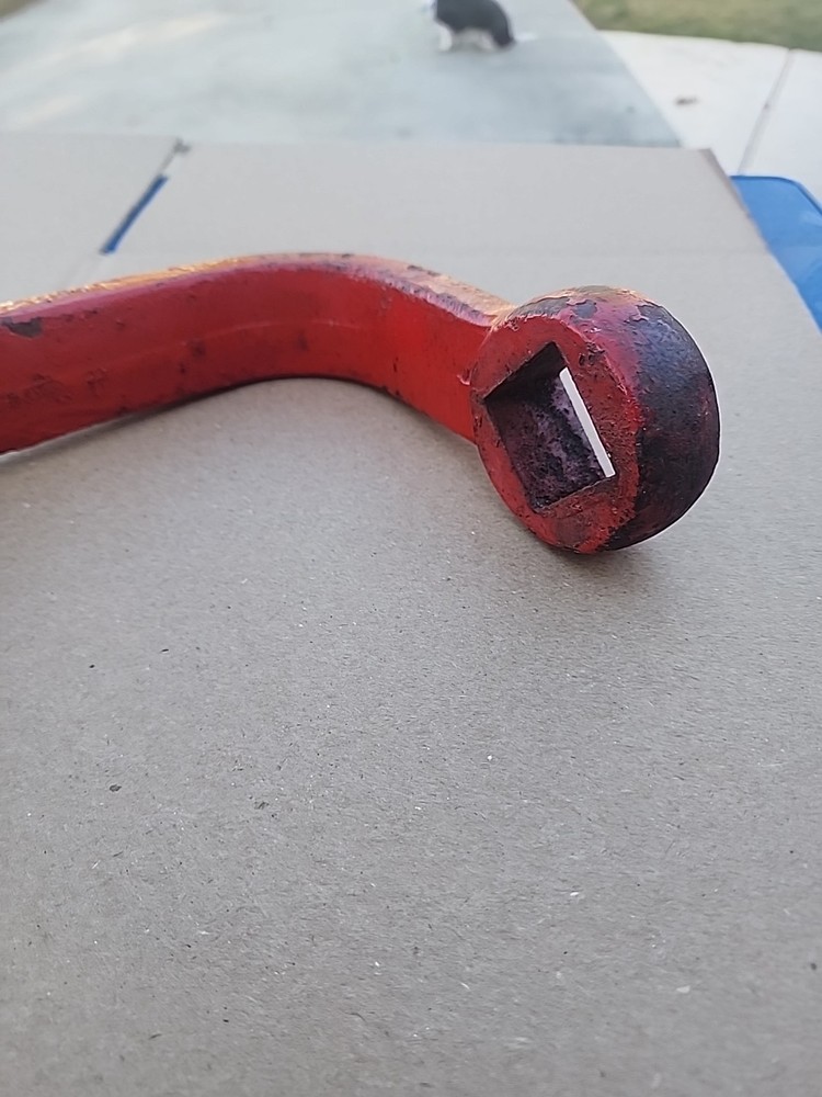 Vintage Fire Hydrant Spanner Wrench, Cast Iron, Red Paint. Old Tool