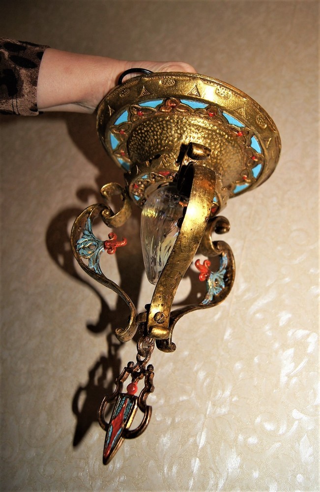 3 EA VTG DECO FLUSH MOUNT CHANDELIERS CAST SOLID BRASS CEILING FIXTURE 1930's