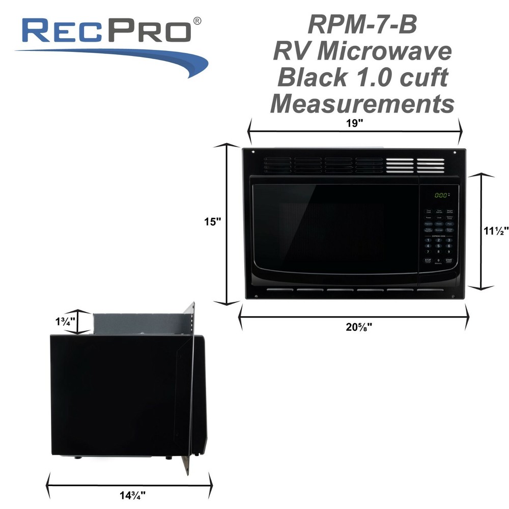 RV Microwave Black 1.0 cu. ft. 900W Replacement for High Pointe