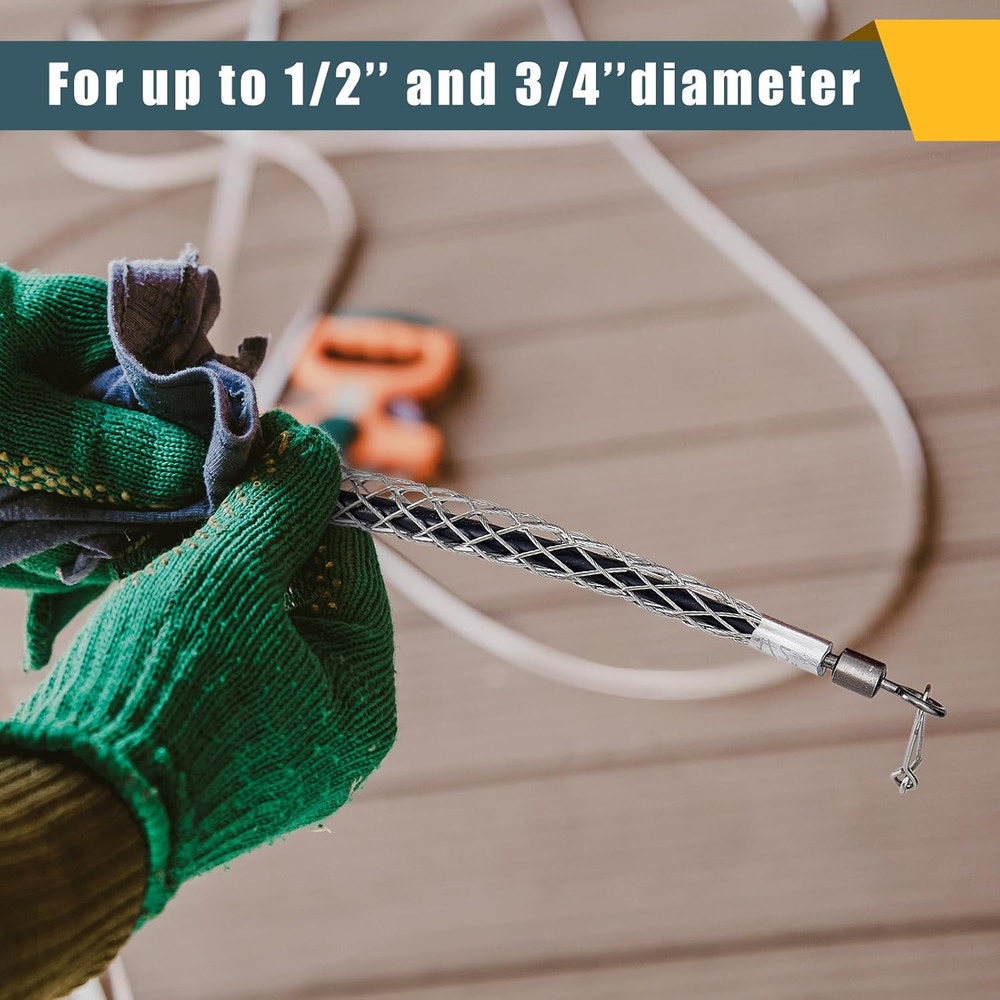 2 Pcs 1/2 in Wire Pulling Grip Mesh Metal Cable Puller Socks Wire Tools for Elec