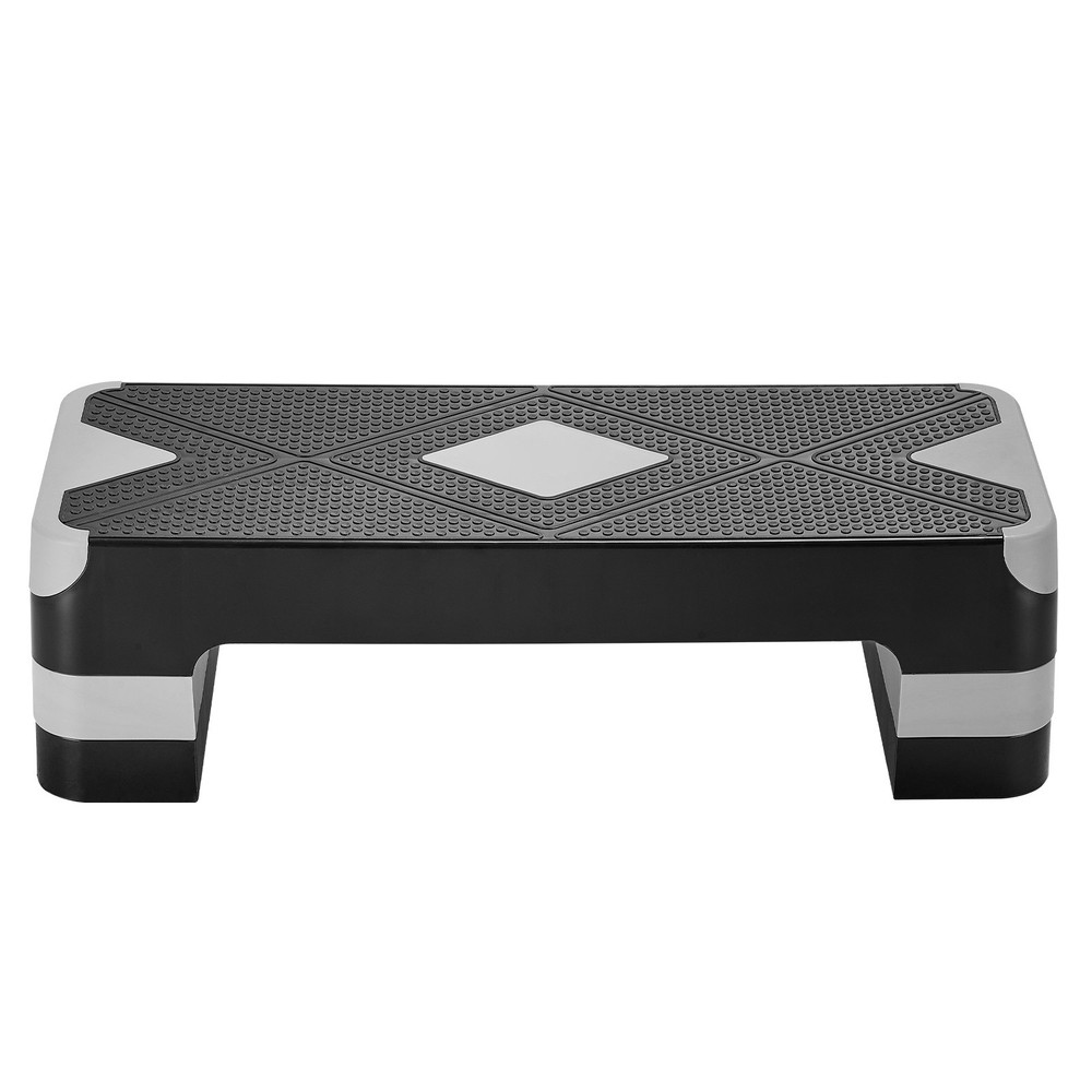 Step Platform Adjustable Height 4 Riser Aerobic Stepper Gray