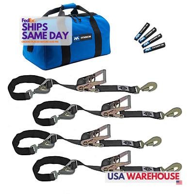 Macs Tie-Downs 511108, Kit 4 Tie Down/Axle Strap Combo Twisted Hook Performance