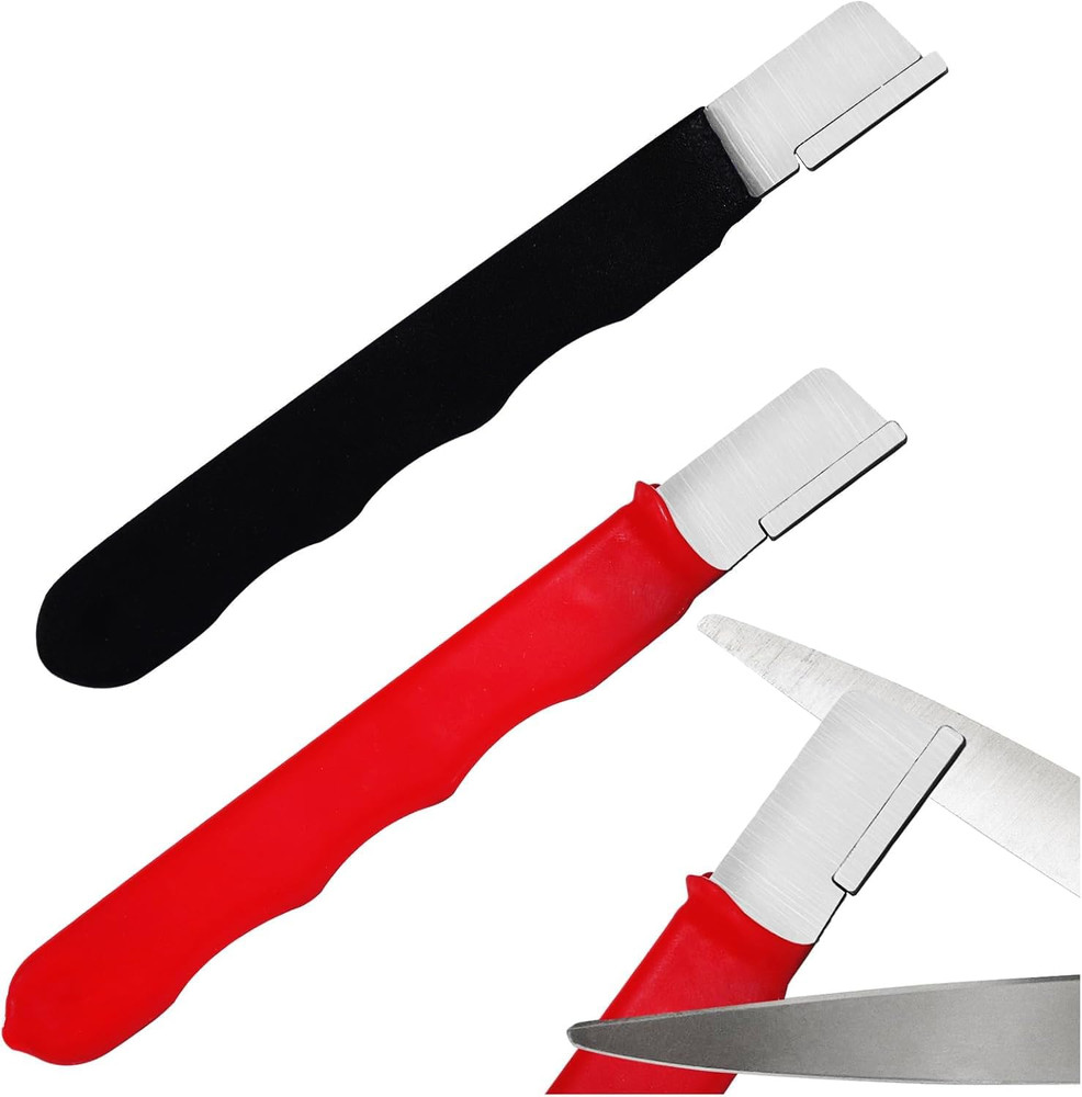 2Pcs Garden Tool Sharpener, Quick Gardening Scissors Sharpener for Black+Red