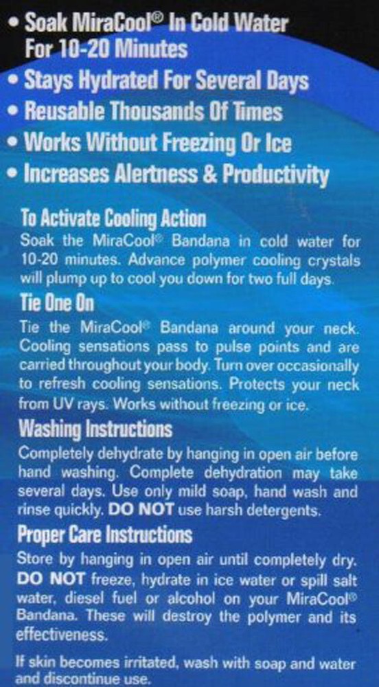 MIRACOOL FLAME RESISTANT 2 PIECE PACK COOLING BANDANAS - 940-FR