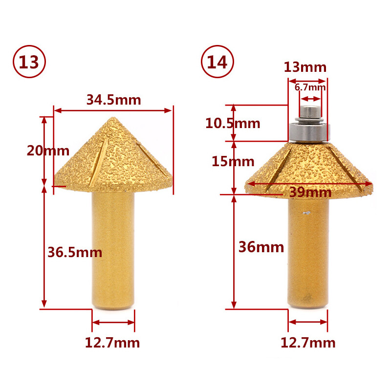 Brazed Diamond Stone Marble Grinding Edge Router Bit 23 Models - Choose Type