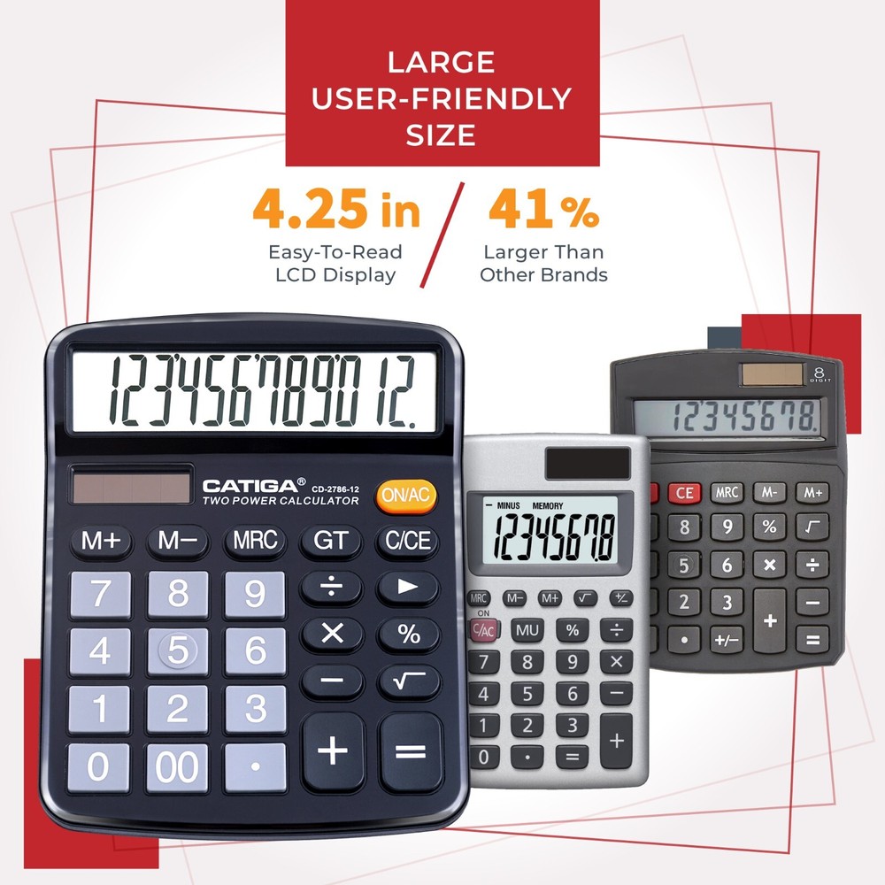 Premium Desktop Calculator 12 Digit with Large LCD Display and Sensitive Buttons