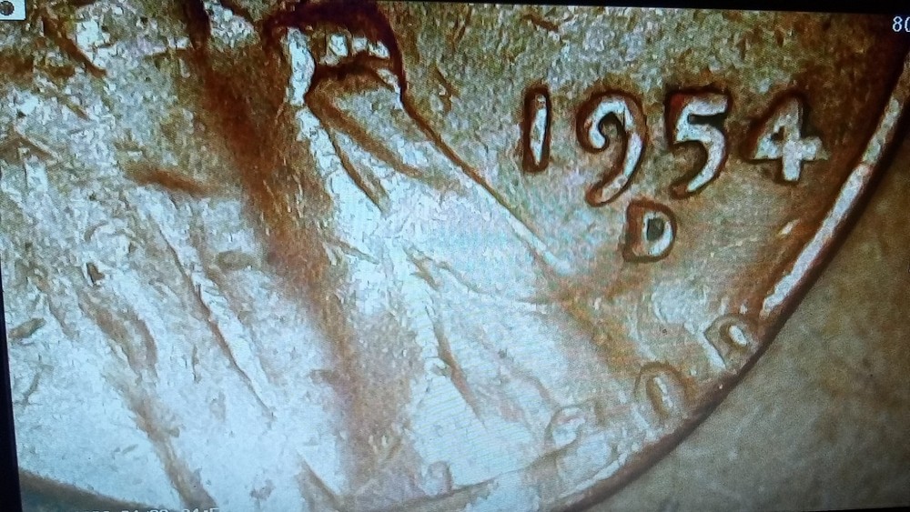 1954 D Lincoln Wheat Cent Error Coin Double Struck