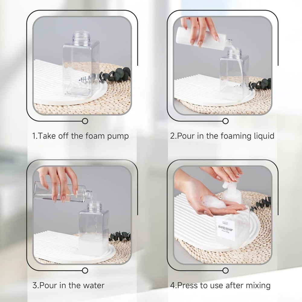 15OZ Foaming Soap Dispenser, 2-Pack Plastic Hand Soap Dispenser, Refillable L...