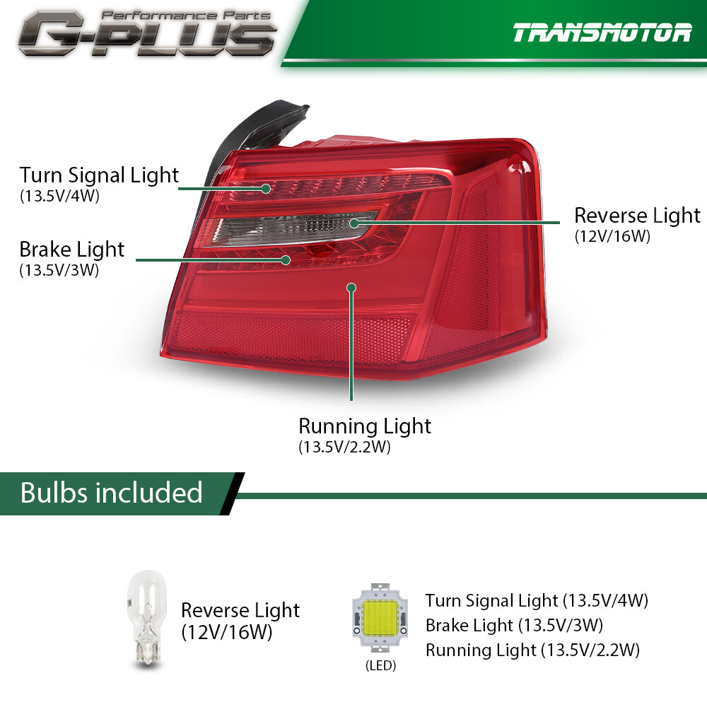 Fit For AUDI A6 C7 2012-2016 LED Outer Tail Light Rear Lamp Right Passenger Side