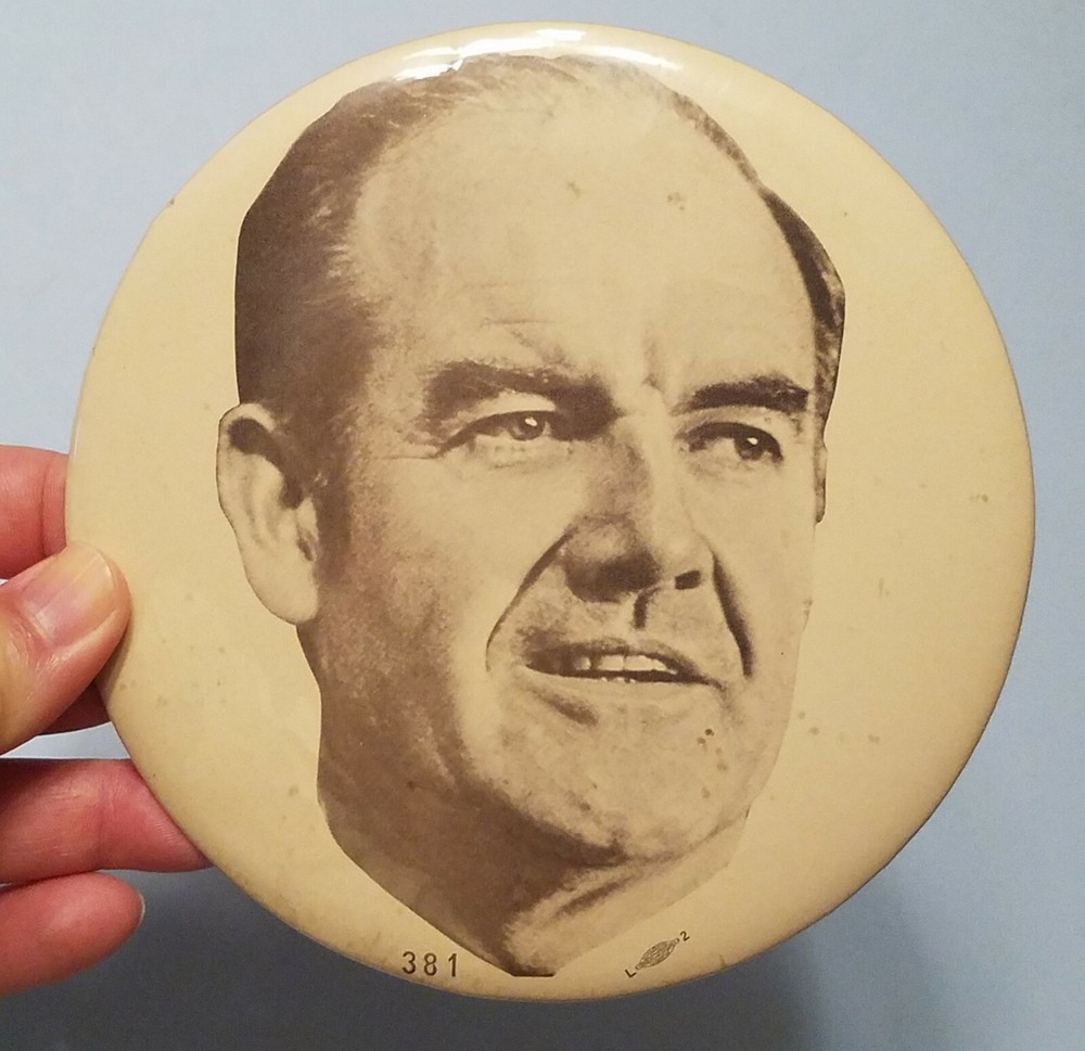 Large 6 Inch McGovern Pinback Easel Button, Number 381