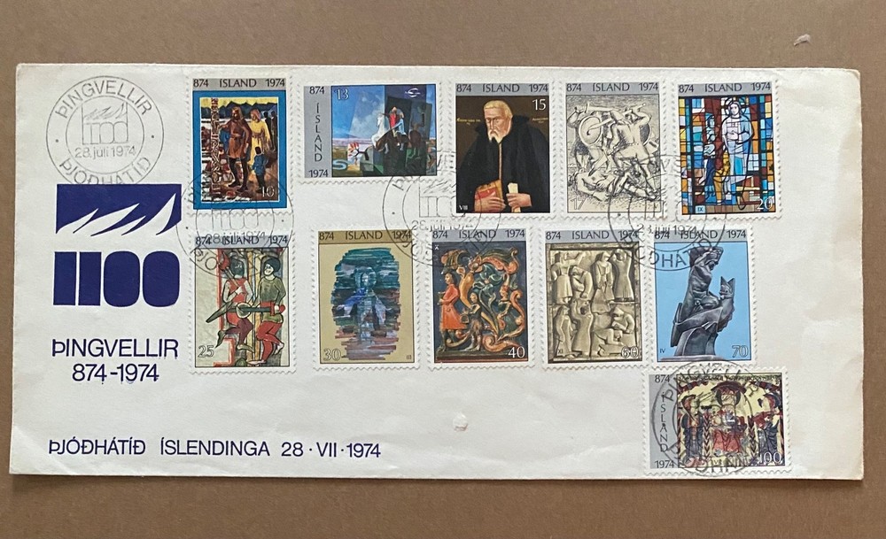 Stamps, Icelandic, on envelopes