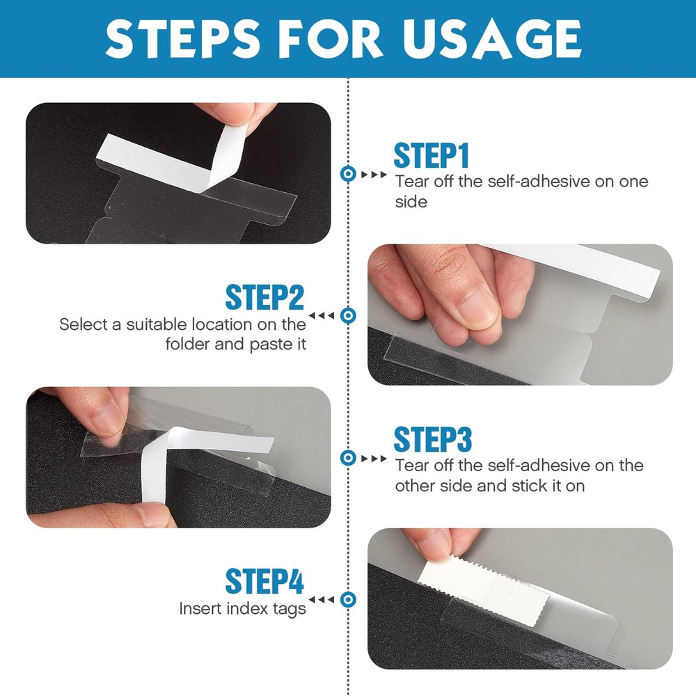 Insertable Self Adhesive Tabs with Printable Inserts, 1 Inch Clear Index Tabs...