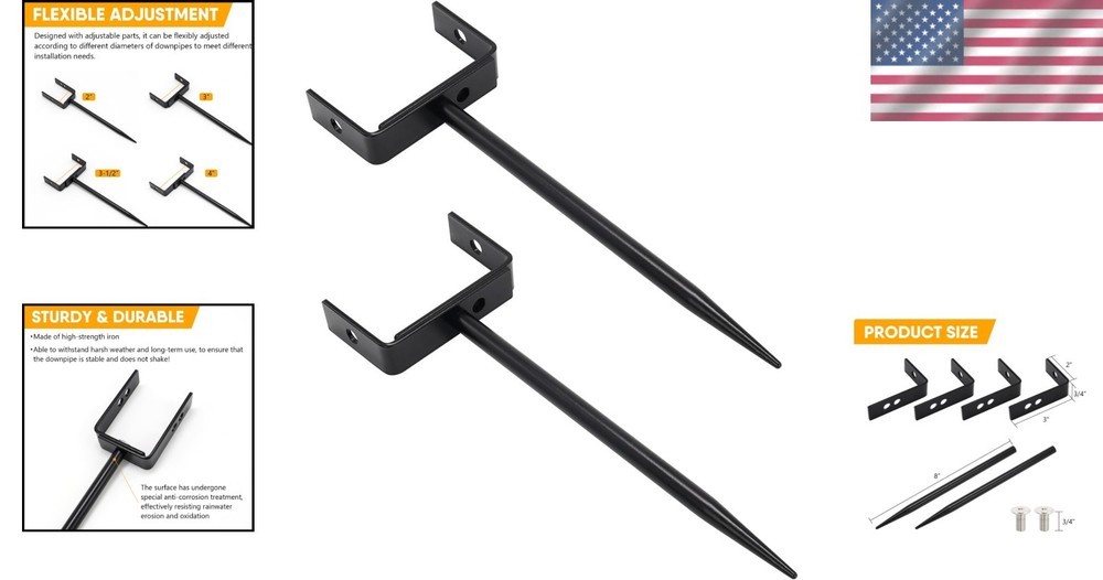 Heavy-Duty Galvanized Iron Downspout Bracket - Adjustable & Eco-Friendly 2-Pack
