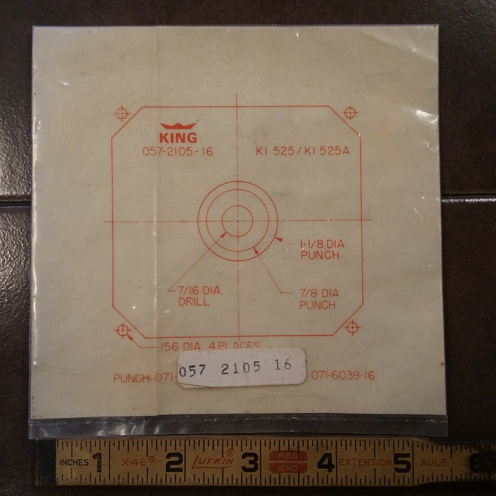 King KI-525 & KI-525A Panel Hole Cut-out Template 057-2105-16