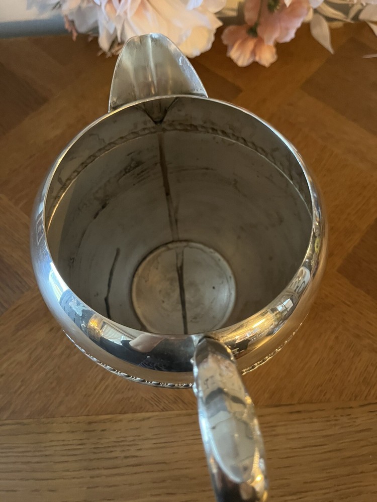Vintage Sheridan Silver On Copper Water Pitcher