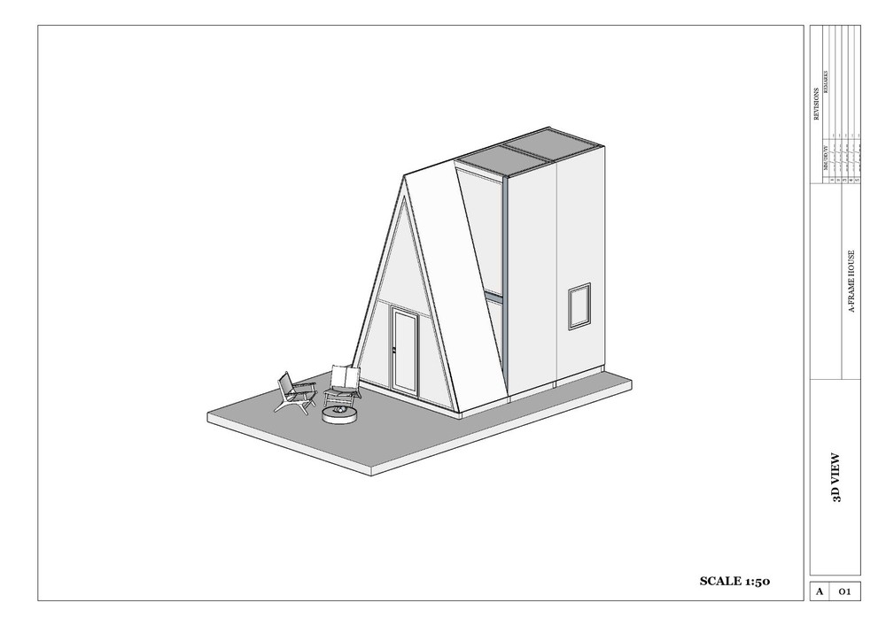 A-Frame low Budget 16’x12’ Tiny House Plan & CAD File,PDF Blueprint,3D Image