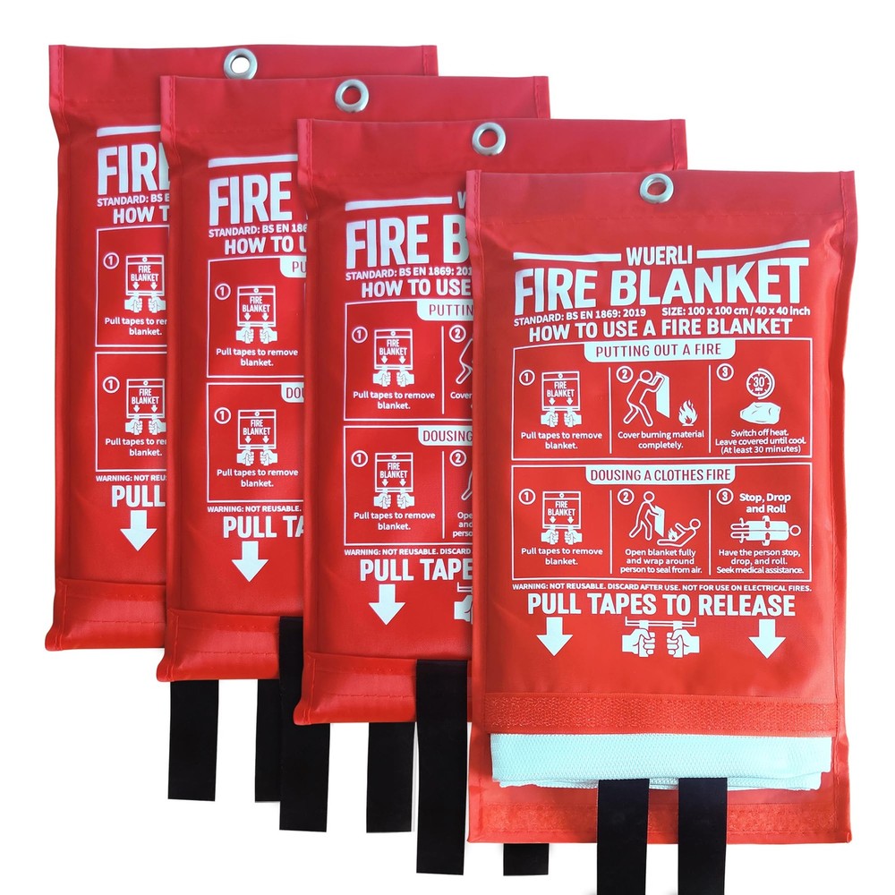 Fire Blanket for Home and Kitchen,40" x 40",4 Pack,Emergency Fire Blanket