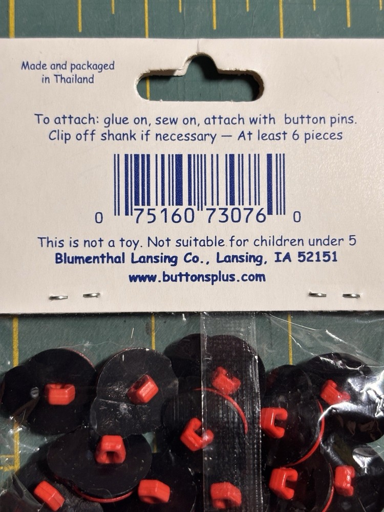 Ladybug Buttons Plastic Novelty Red Bugs Button 12 Pieces
